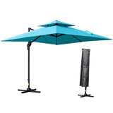 10' x 10' Cantilever Patio Umbrella, Double Top Square Offset Umbrella with 360° Rotation, 5 Adjustable Tilt Angles