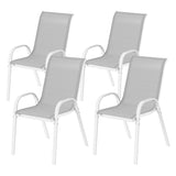 Set of 4 Outdoor Dining Chairs, Stackable Lawn Chairs with High Back, Breathable Mesh Seat for Garden Porch