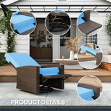 Outdoor Rattan Wicker Lounge Chair with Footrest & Soft Cushion for Patio