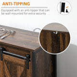 Buffet industriel avec portes coulissantes de style grange, armoire de rangement et étagères réglables pour salon, bar à domicile