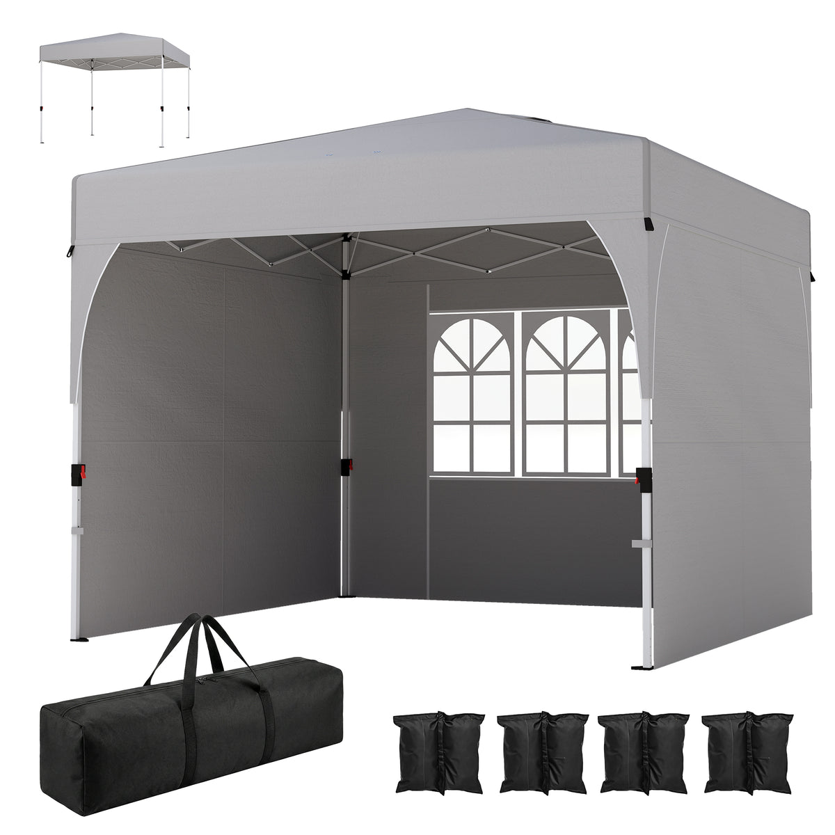 9.6 x 9.6 ft Pop Up Canopy Tent with 3 Sidewalls, UPF 50+ 1-Button Push Easy Setup Outdoor Instant Canopy