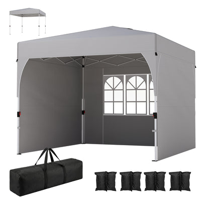 9.6 x 9.6 ft Pop Up Canopy Tent with 3 Sidewalls, UPF 50+ 1-Button Push Easy Setup Outdoor Instant Canopy