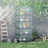 5 Tier Mini Greenhouse, Portable Outdoor Flower Stand with Shelf Clips, Indoor Greenhouse with Steel Frame, 27.25