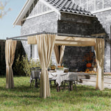 10' x 10' Retractable Pergola Canopy with Sidewalls, Metal Outdoor Gazebo Sun Shade Shelter