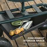 Garden Cart Garden Seat on Wheels with Tool Tray, 360° Swivel and Height Adjustable Seat