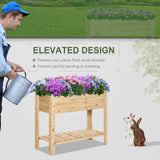 Raised Garden Bed with Legs, Elevated Box Planter with Storage Shelf