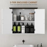 Bathroom Wall Cabinet, Farmhouse Medicine Cabinet Wall Mounted with 2 Doors and Adjustable Shelf