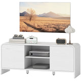 TV Stand for up to 55 Inch TV, Nordic Entertainment Center with 2 Cabinets and 2 Open Shelves for Living Room