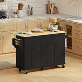 Kitchen Island Cart with Power Outlet & Drop Leaf, 55