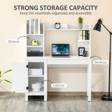 Computer Desk with Storage, 47 Inch Farmhouse Home Office Desk with Open Shelves and 2-Tier Cabinet