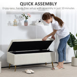 Storage Ottoman Bench, 43 Inch Large Storage Chest with Steel Legs and Padded Seat, Load 485 lbs