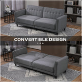 Convertible Bed with Couch, Button Tufted Fabric Sofa Bed with Adjustable Back for Living Room