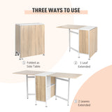 Table pliante polyvalente avec étagères escamotables