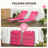 Set of 2 Folding Chaise Lounge Chairs, Reclining Backrest