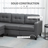 L-shaped Sofa, 3 Seater Couch with Ottoman, Corner Sofa with Thick Padded Cushion and Wood Legs