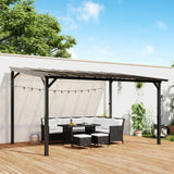 10' x 14' Hardtop Gazebo Wall-Mounted / Free Standing Outdoor Pergola with UPF 50+ & Waterproof Polycarbonate Roof