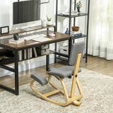 Ergonomic Kneeling Chair, Rocking Wood Kneel Stool with Backrest for Improve Posture