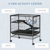 Cage pour petits animaux avec hamac, cage pour furet 3 étages avec plateau amovible