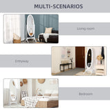 Floor Standing Mirror Full Length Mirror with Adjustable Angle Oval Frame for Dressing Room Bedroom Living Room