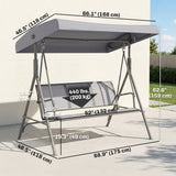 3-Seater Swing Chair Covered Garden Hammock A-Frame Outdoor Porch Glider Sling Seat with Adjustable Canopy Cover