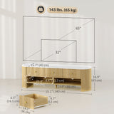 TV Stand, Modern TV Table with Marble-Effect Top, 3 Drawers and 2 Open Shelves for 32-65 Inch Television