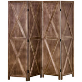 Paravent mural 4 panneaux style fermette avec conception repliable cadre en bois 5,6 pi