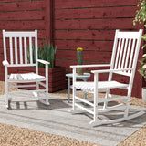 Wooden Patio Rocking Chairs Set of 2, High Back for Garden