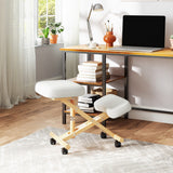 Ergonomic Kneeling Chair, Posture Chair with Rubberwood Frame