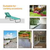 Folding Outdoor Lounge Chair, Portable Reclining Beach Lounger with Face Hole, 3-Position Adjustable Backrest