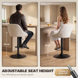 Bar Stools Set of 3, Swivel Counter Height Bar Stools with Back, Adjustable Linen-Look Bar Chairs