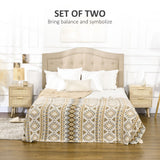 Boho Design Nightstand Set of 2, Side End Table with 2 Drawers for Living Room
