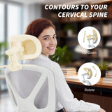 Mesh Desk Chair with Adjustable Headrest, Reclining Ergonomic Office Chair with Footrest