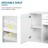 High Gloss Sideboard with 2 Drawers and 2 Doors, Buffet Cabinet with Adjustable Shelf, Coffee Bar Cabinet with Storage