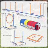 Dog Agility Training Equipment, 11-Piece Dog Obstacle Course with Adjustable Hurdle & Ring, 3 Tunnels