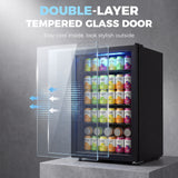 3.2 Cu.Ft Beverage Fridge, 128 Can Drink Fridge with Glass Door