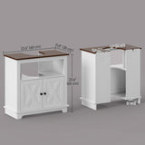 Farmhouse Bathroom Sink Cabinet, Pedestal Sink Storage Cabinet with Double Doors and Shelves