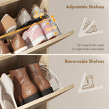 Shoe Cabinet with 2 Flip Drawers, Boho Narrow Shoe Storage Cabinet