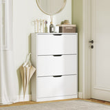 Meuble de Rangement Étroit pour Chaussures, Cabinet pour Chaussures avec 3 Tiroirs Basculants