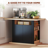 Kitchen Island Dining Table with Storage Cabinet, Large Tabletop for 4 People, 4-Door Cupboard & Shelves