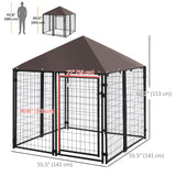 Outdoor Dog Kennel, Welded Wire Steel Fence, Lockable Pet Playpen Crate, 4.6ft x 4.6ft x 5ft