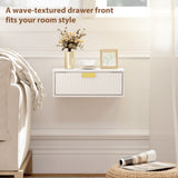 Modern Floating Nightstands Set of 2, Wall Mounted Bedside Tables with Wave Drawer