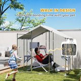Grand meuble de catio en métal pour l'extérieur de 94,5 po avec housse imperméable, 2 boîtes de repos, 7 plateformes
