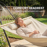 Hammock with Stand, Heavy Duty Camping Hammock with Detachable Pillow and Spreader Bar, 264 lbs Capacity