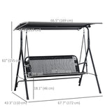 2-Person Porch Swing Chair, 2 Seater Patio Swing Bench w/ Adjustable Canopy
