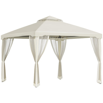 10' x 10' Patio Gazebo Pavilion, 2-Tier Roof Canopy Outdoor