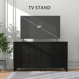 Buffet bahut, Armoire de rangement avec porte grange et étagère ajustable, support télé pour téléviseurs jusqu'à 65 pouces