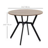 Table de salle à manger ronde de 89 cm, table de salle à manger moderne avec cadre en acier, petite table de cuisine peu encombrante