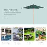 8FT Wood Market Umbrella Patio Umbrella Round Garden Parasol Canopy with Bamboo Ribs and Top Vent