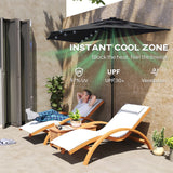 Half Outdoor Patio Umbrella with Solar LED Lights Half Umbrella with Crank