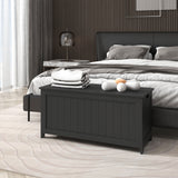 Storage Trunk with 2 Safety Hinges, Modern Entryway Bench with Side Handles